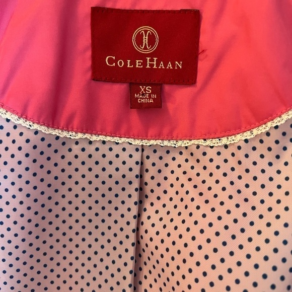 COLE Haan pink double breasted raincoat/trench coat, XS - Picture 9 of 12
